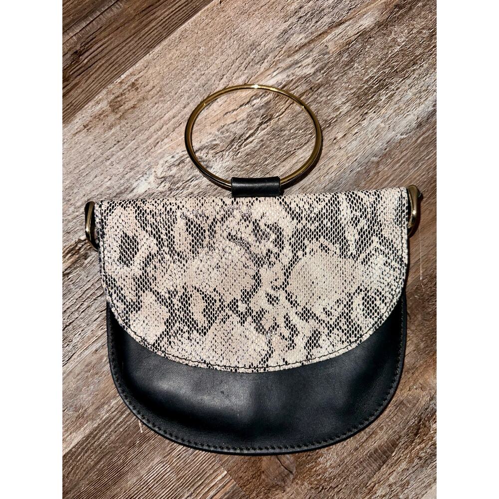 ABLE Fozi Slim Satchel Leather Snake print purse